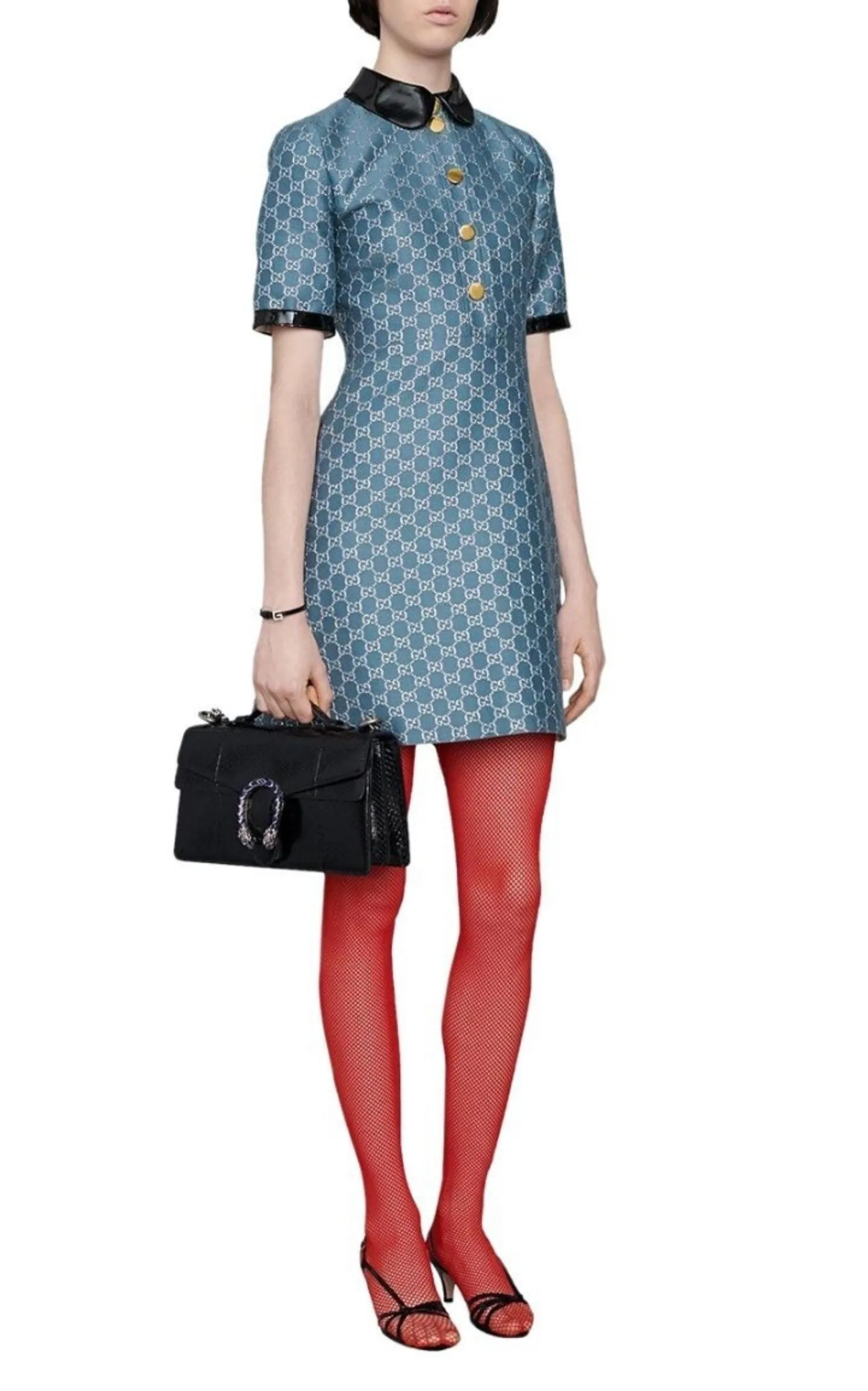Blue GG Lamé Dress With Detachable Collar sold by Runaway Catalog product image thumbnail 2