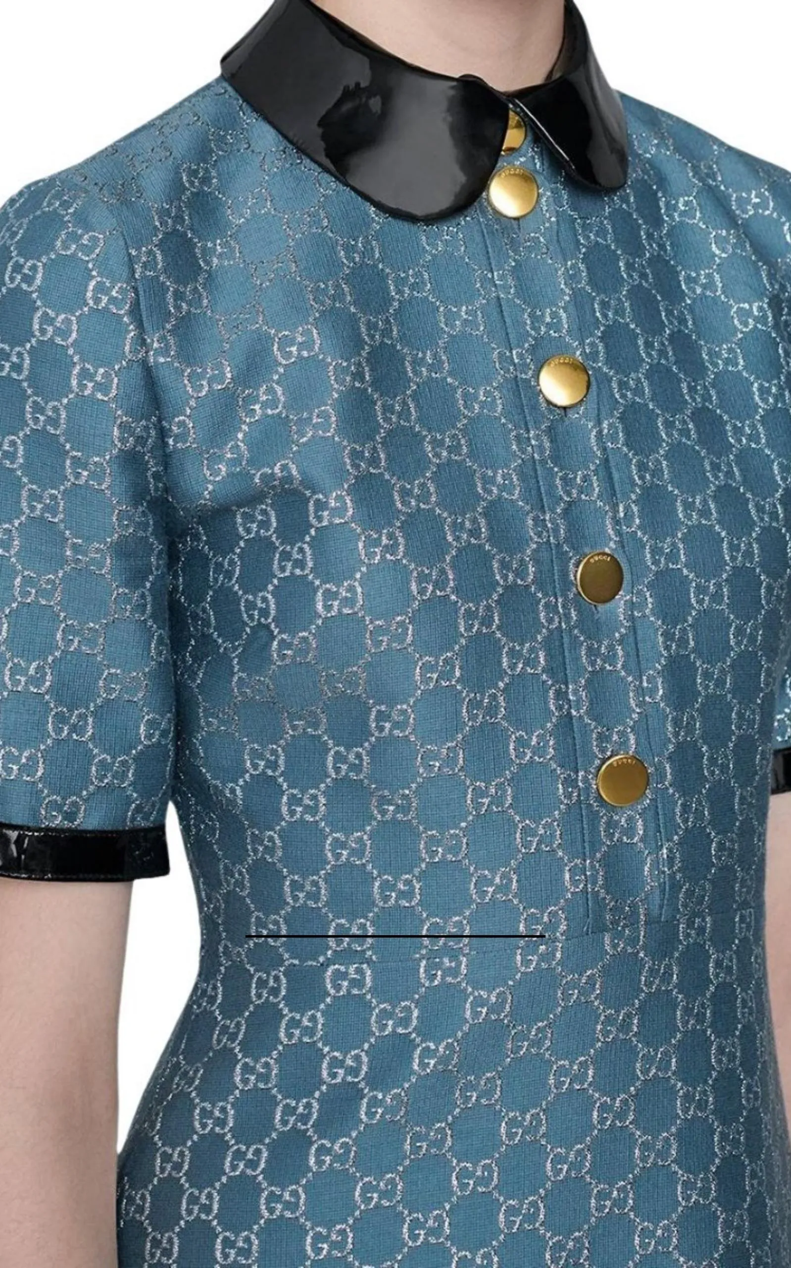 Blue GG Lamé Dress With Detachable Collar sold by Runaway Catalog product image thumbnail 5
