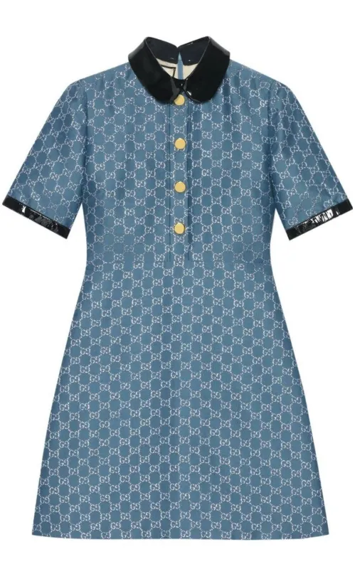 Blue GG Lamé Dress With Detachable Collar sold by Runaway Catalog