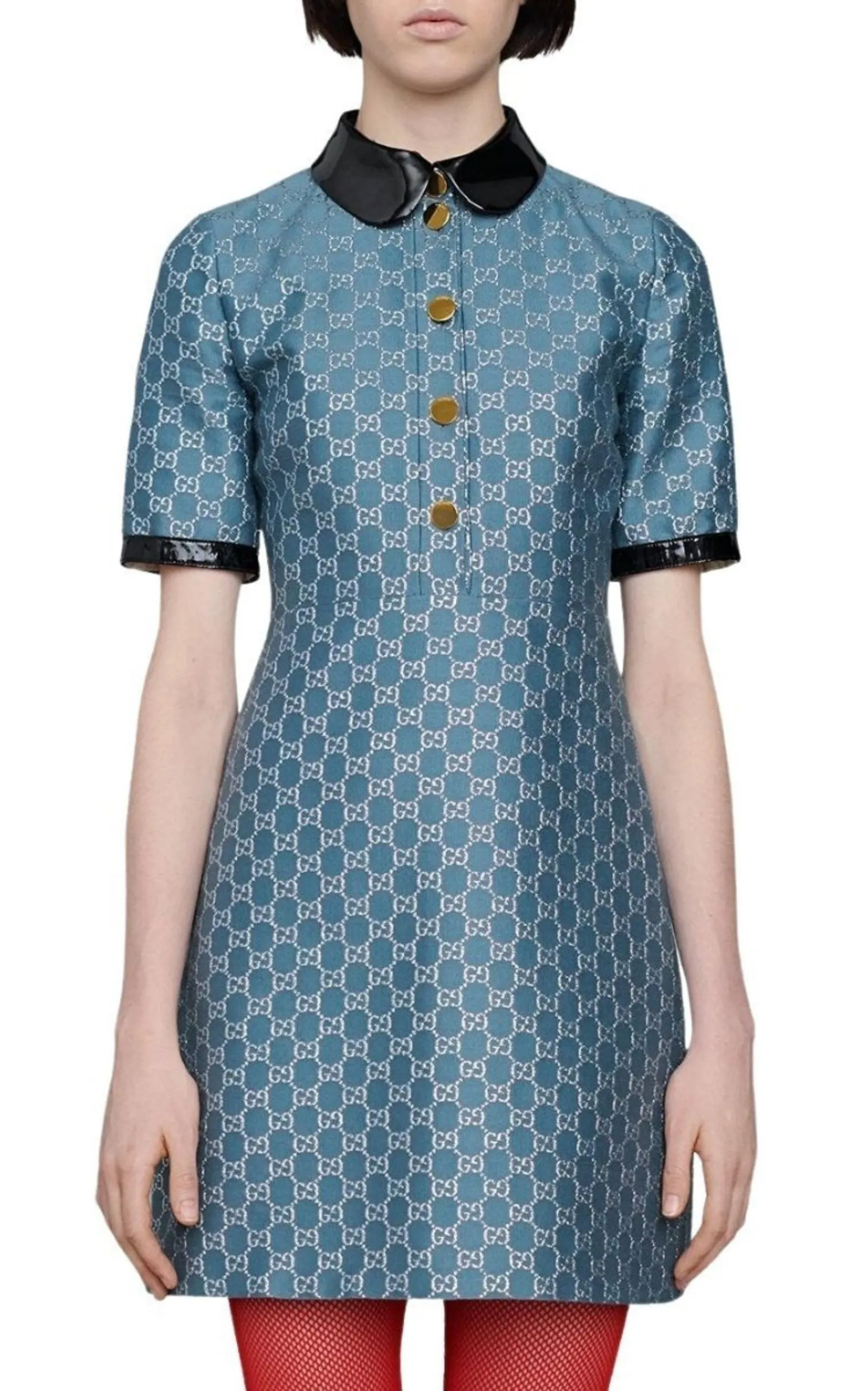 Blue GG Lamé Dress With Detachable Collar sold by Runaway Catalog product image thumbnail 3