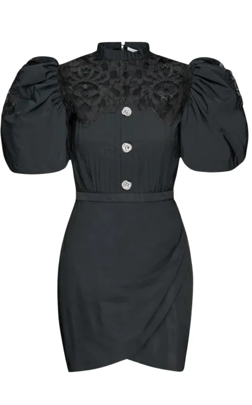 Taffeta Mini Dress with Lace sold by Runaway Catalog