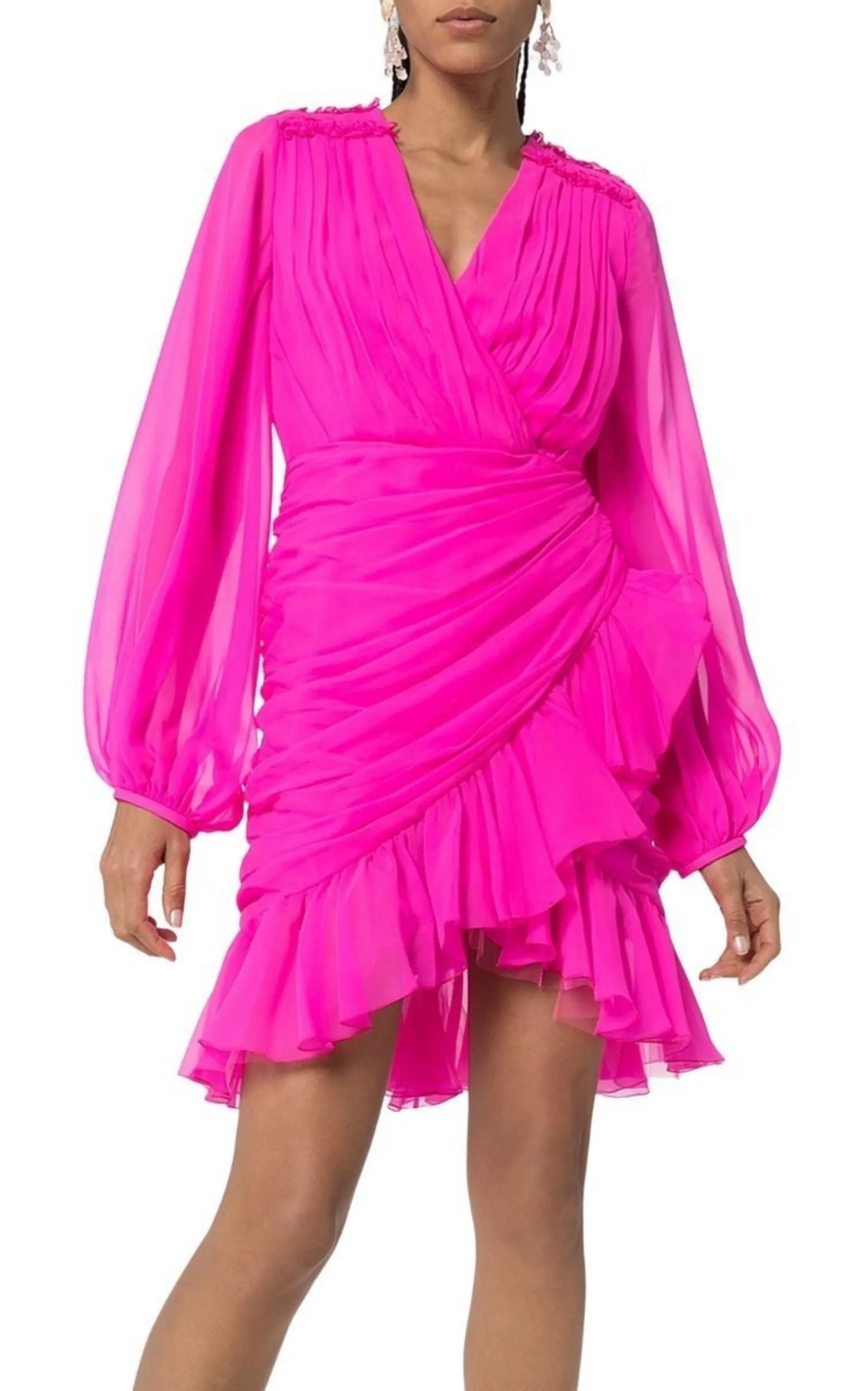 Ruched Neon Silk-Chiffon Mini Dress sold by Runaway Catalog product image thumbnail 3