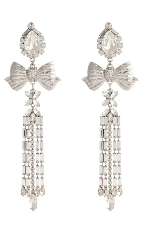 Crystal Bow Drop Clip-On Earrings sold by Runaway Catalog