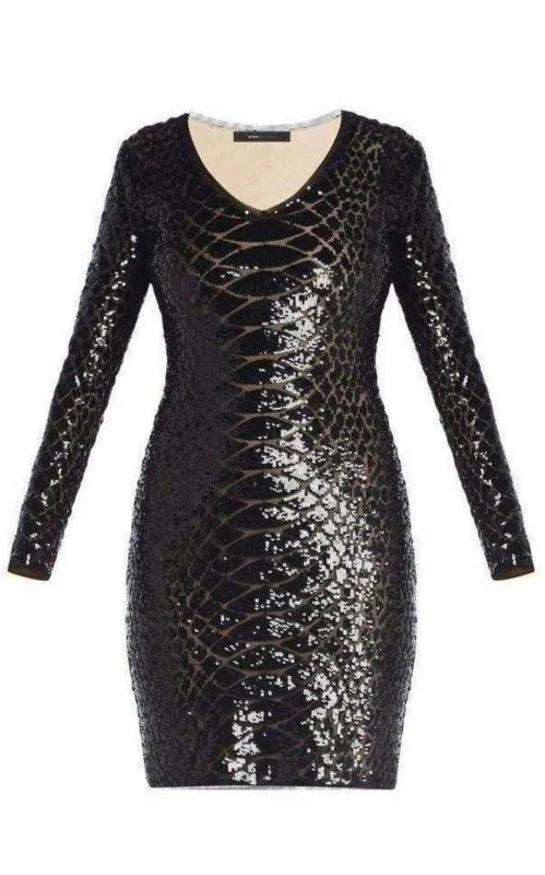 Sabryna Long Sleeve Python Sequin Dress sold by Runaway Catalog