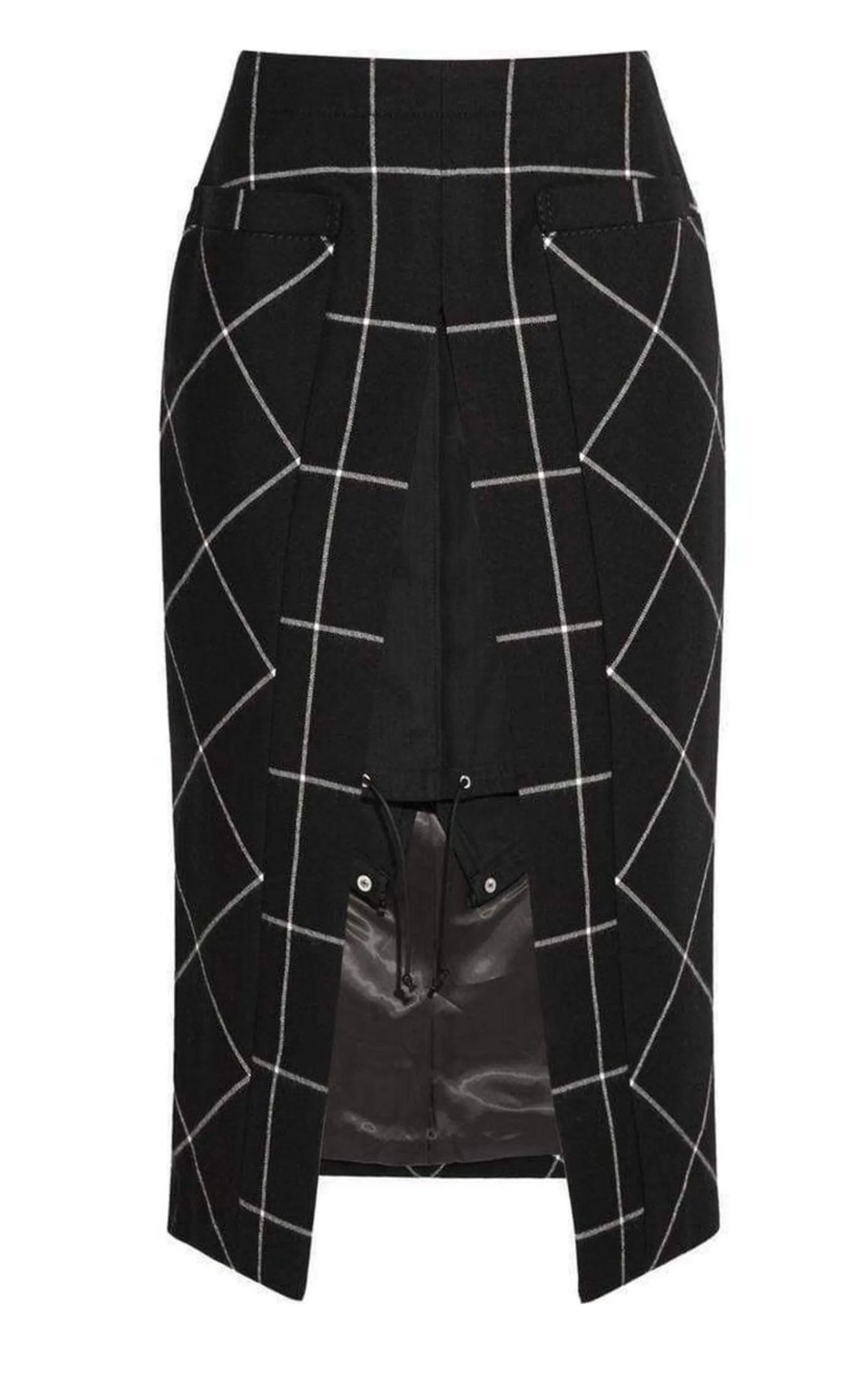 Cotton Twill-Paneled Checked Wool Skirt sold by Runaway Catalog