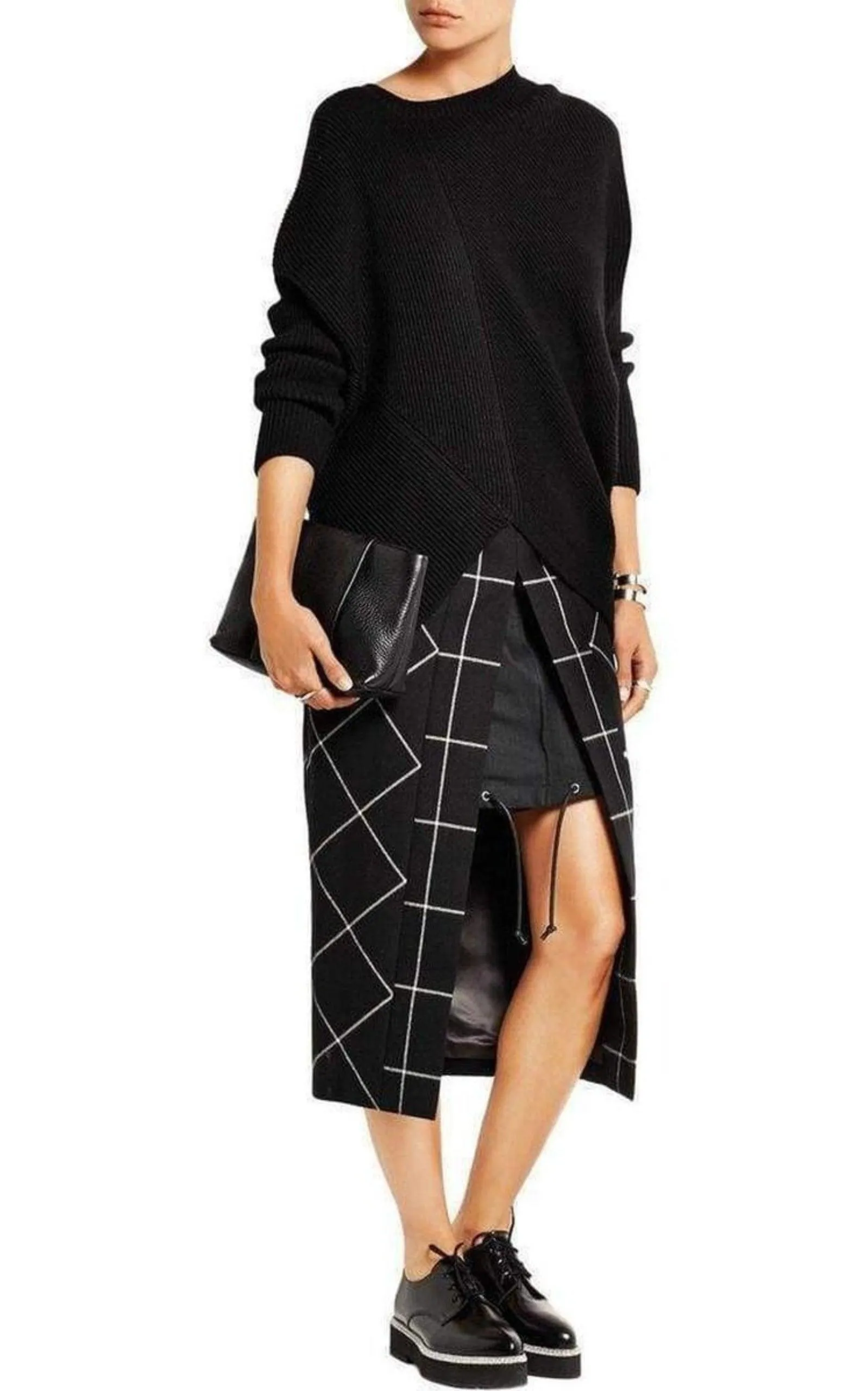 Cotton Twill-Paneled Checked Wool Skirt sold by Runaway Catalog product image thumbnail 2