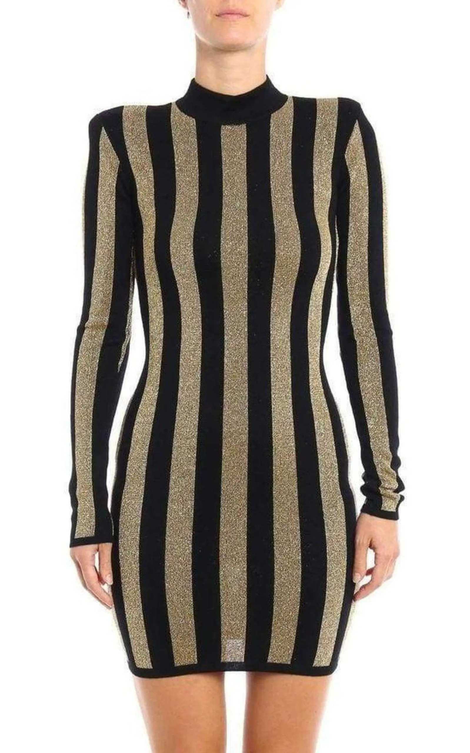Lurex Gold Black Striped Pattern Mini Dress sold by Runaway Catalog product image thumbnail 3
