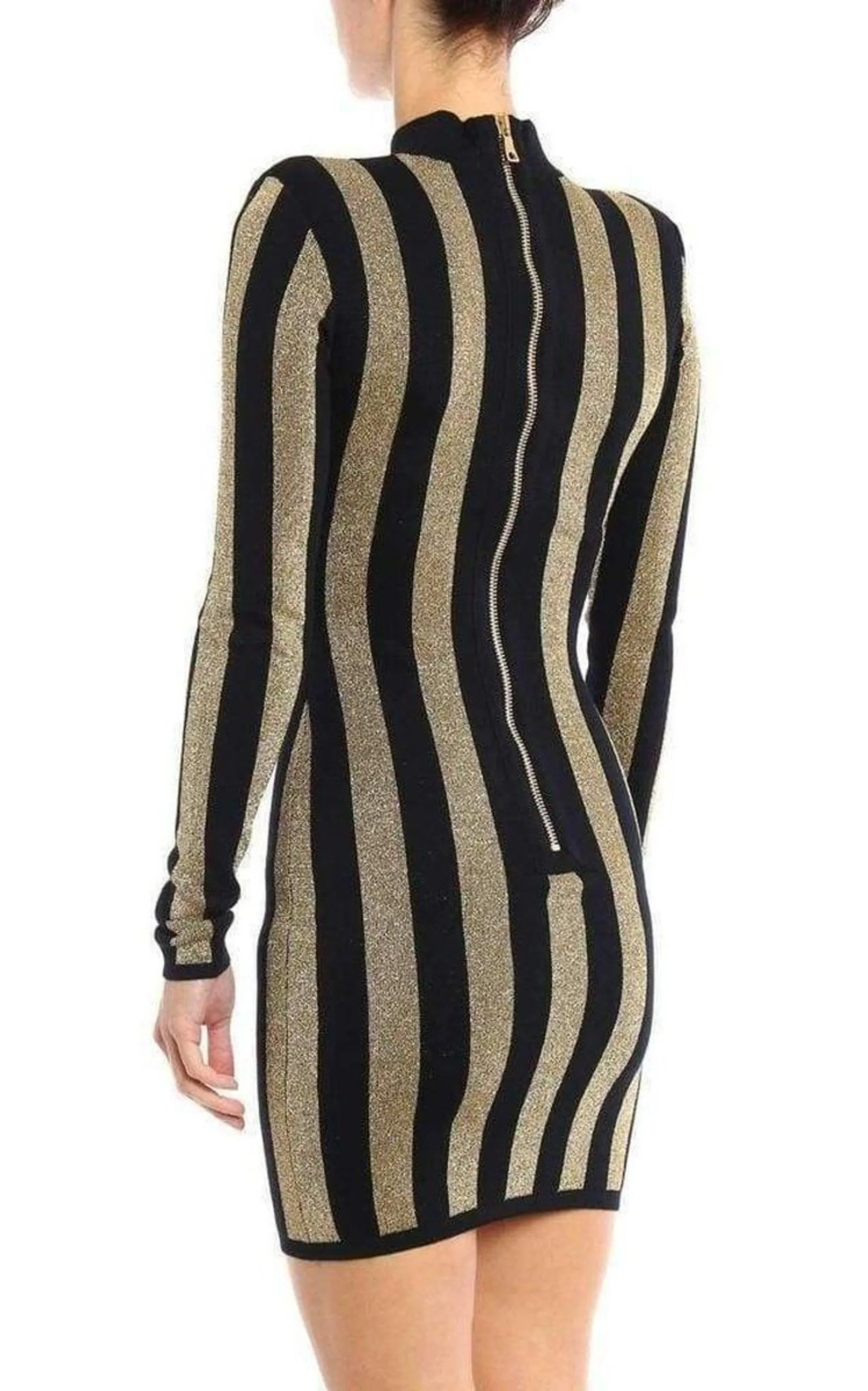 Lurex Gold Black Striped Pattern Mini Dress sold by Runaway Catalog product image thumbnail 4