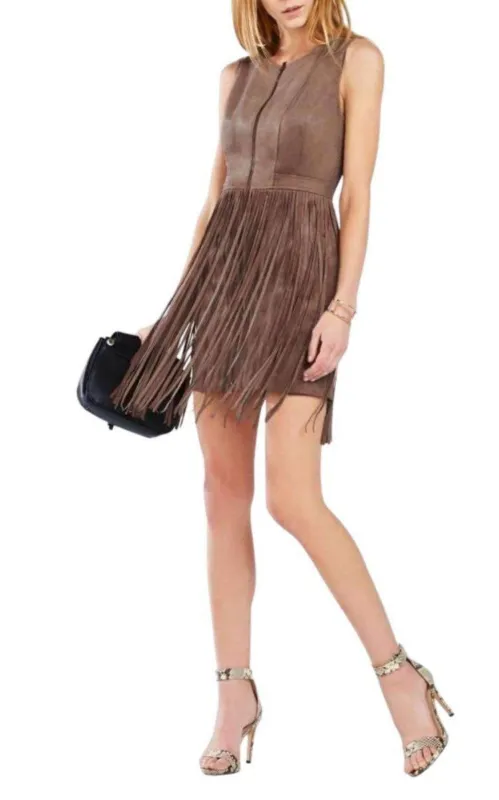 Hamin Fringe Faux Suede Vest Dress sold by Runaway Catalog