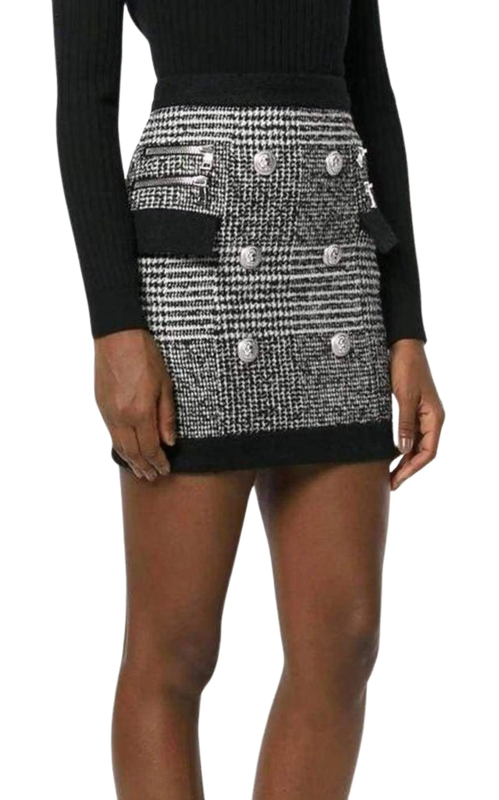 Houndstooth High-Rise Wool-Blend Mini Skirt sold by Runaway Catalog product image thumbnail 3