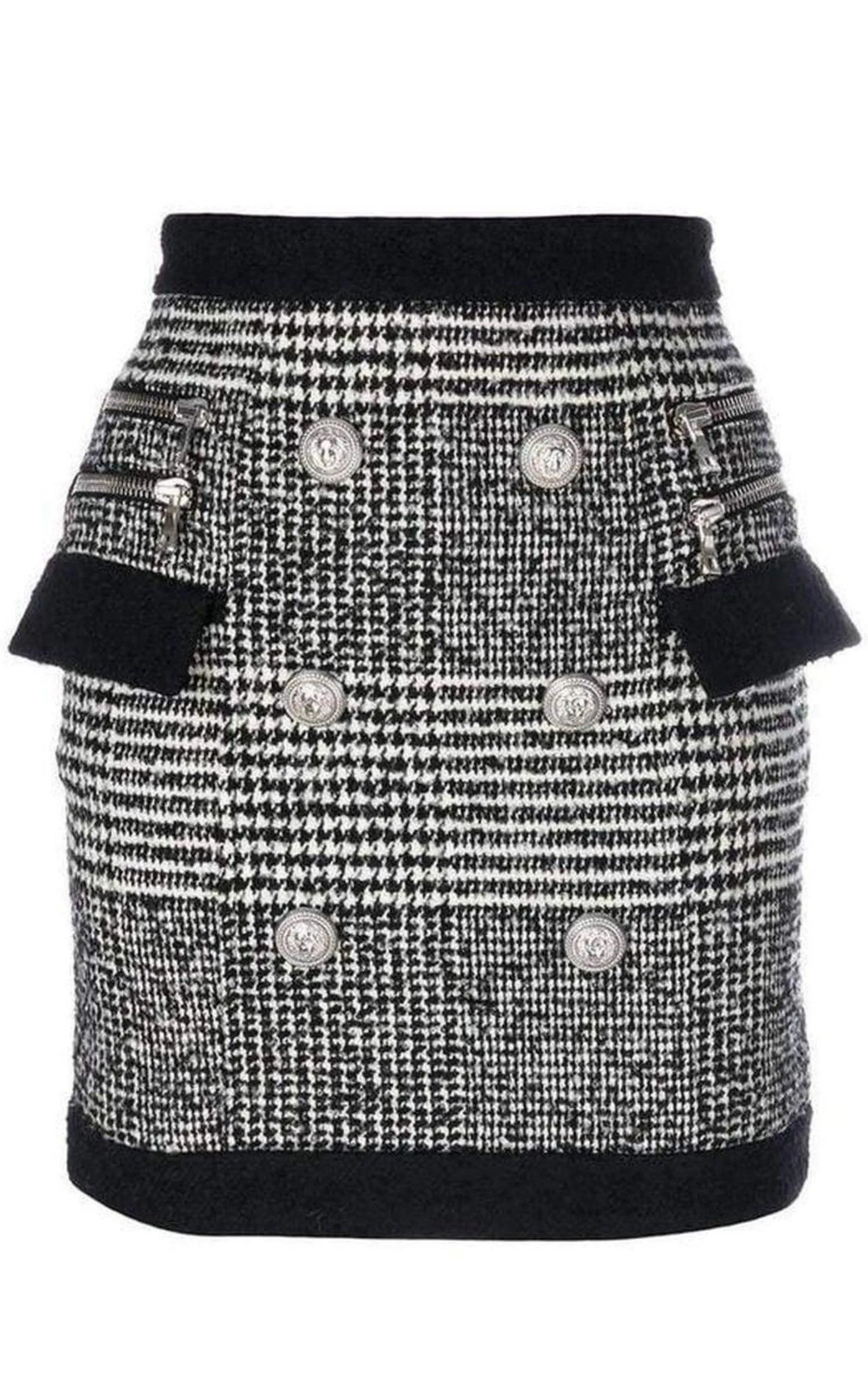 Houndstooth High-Rise Wool-Blend Mini Skirt sold by Runaway Catalog