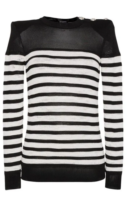 Crew Neck Stripe Long Sleeve Jumper sold by Runaway Catalog