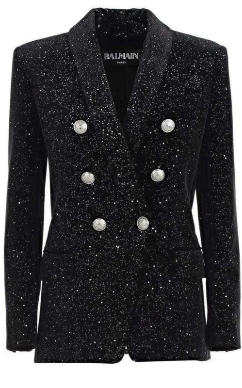 Glittered Velvet Double Breasted Blazer sold by Runaway Catalog