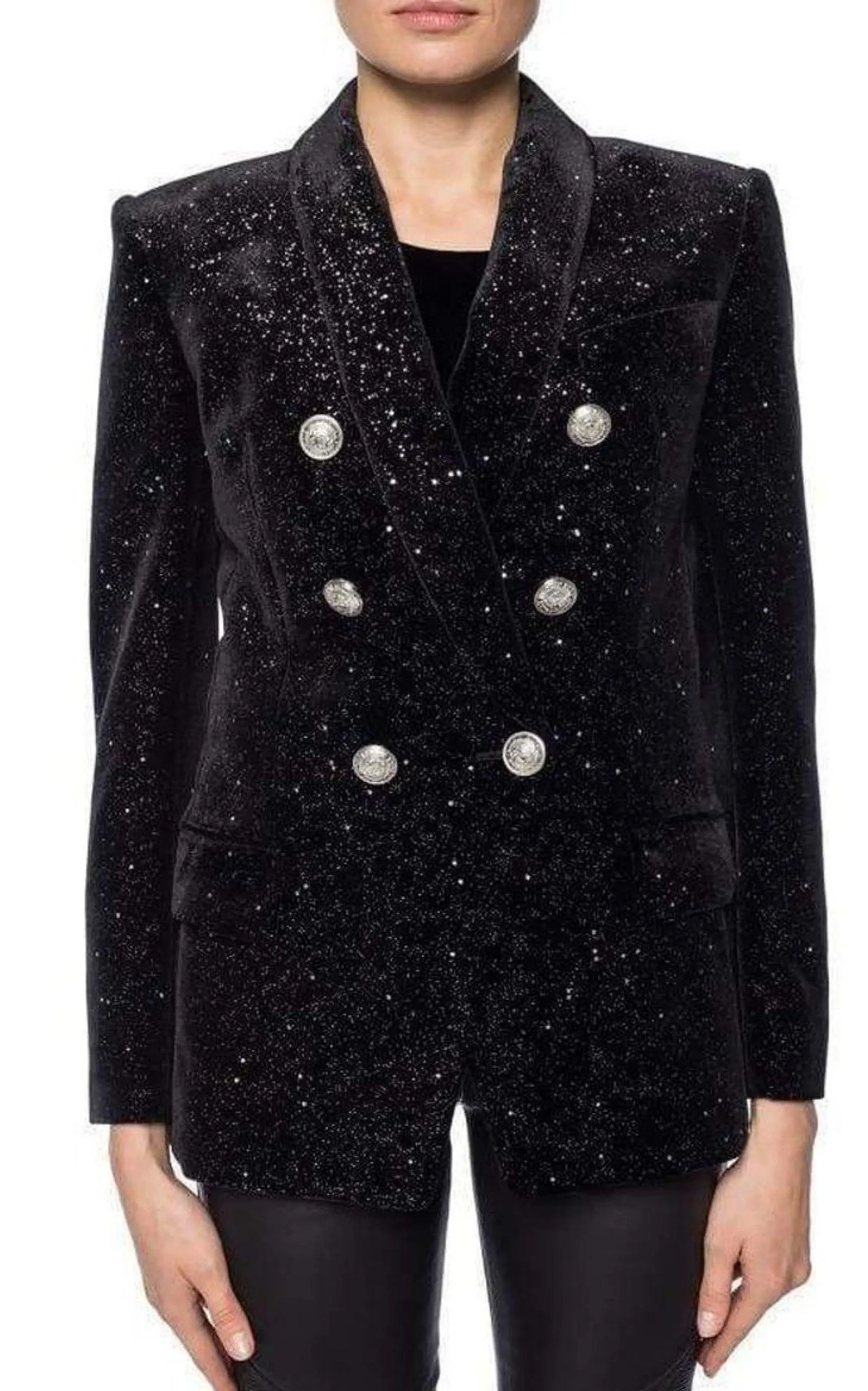 Glittered Velvet Double Breasted Blazer sold by Runaway Catalog product image thumbnail 3