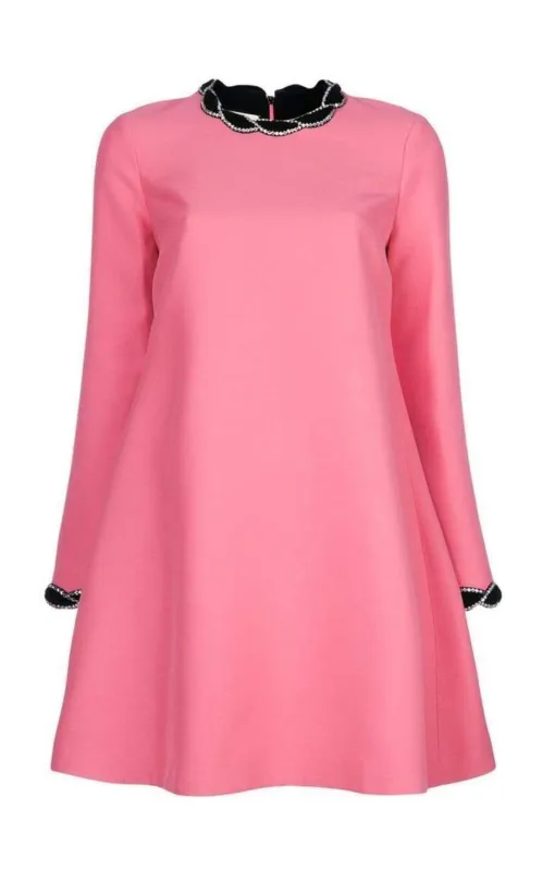 Pink Velvet Trim Dress made by Gucci