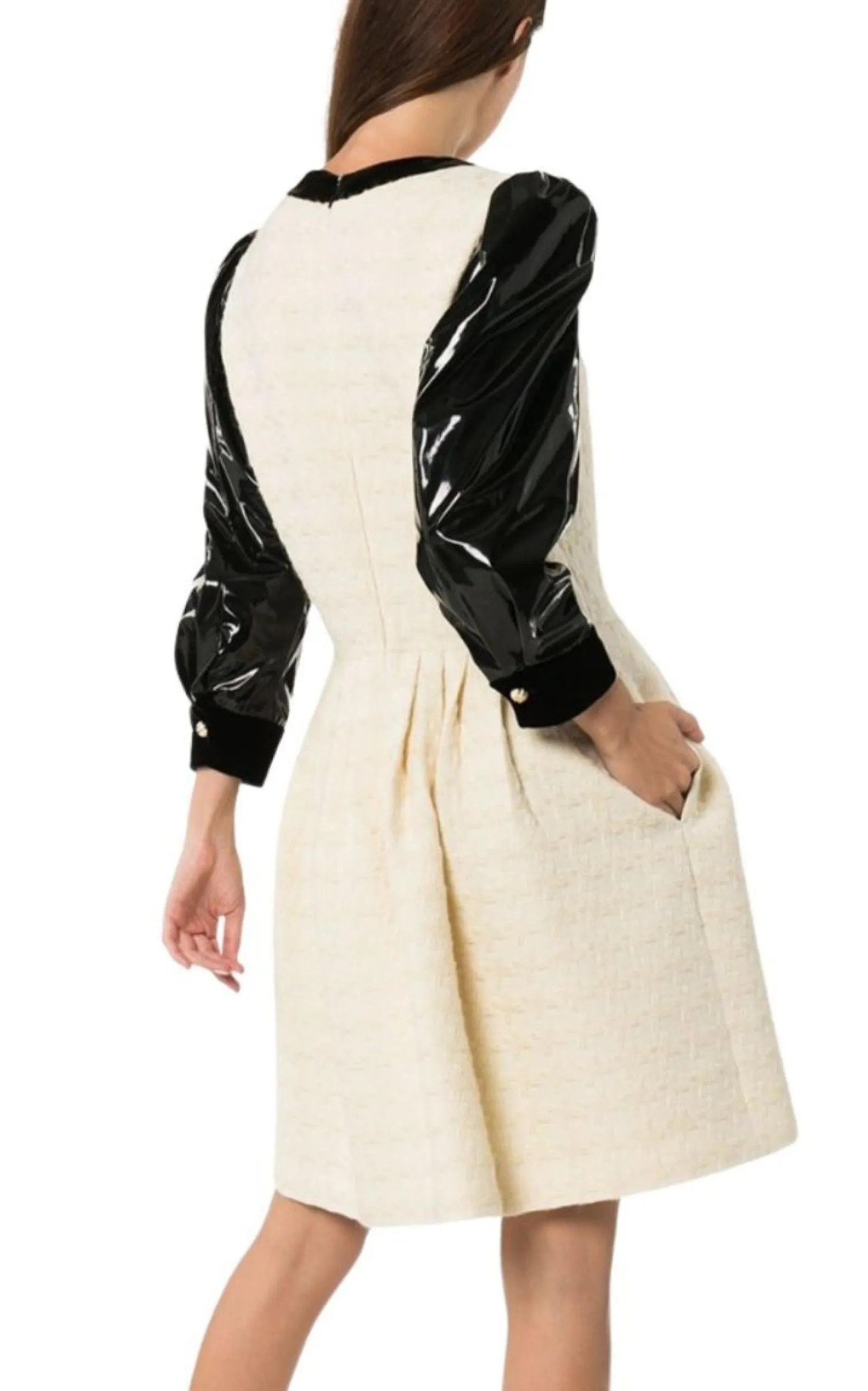 Vinyl-Sleeve Flared Mini Dress sold by Runaway Catalog product image thumbnail 4