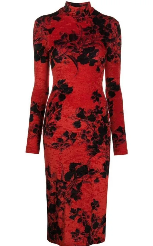 Floral-Print Turtleneck Dress made by Balenciaga