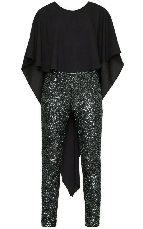 Sequined Cape Sleeves Jumpsuit sold by Runaway Catalog