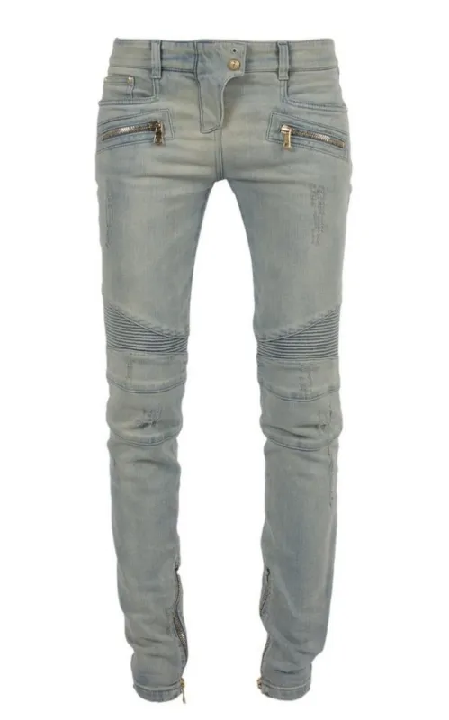 Distressed BikerJeans made by Balmain