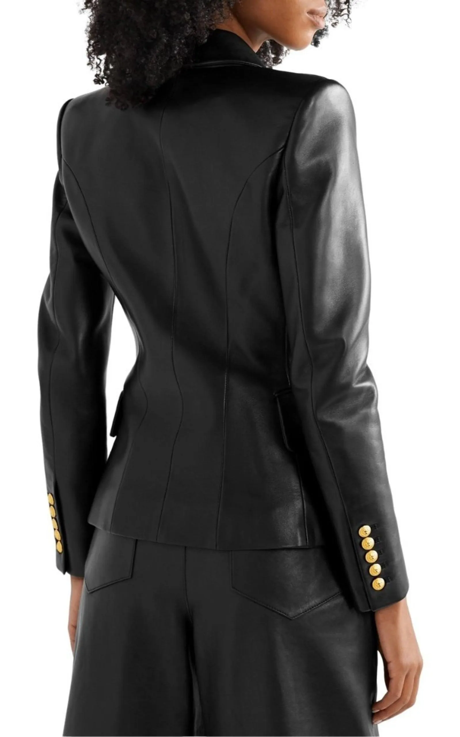 Black Leather Double-Breasted Blazer sold by Runaway Catalog product image thumbnail 4