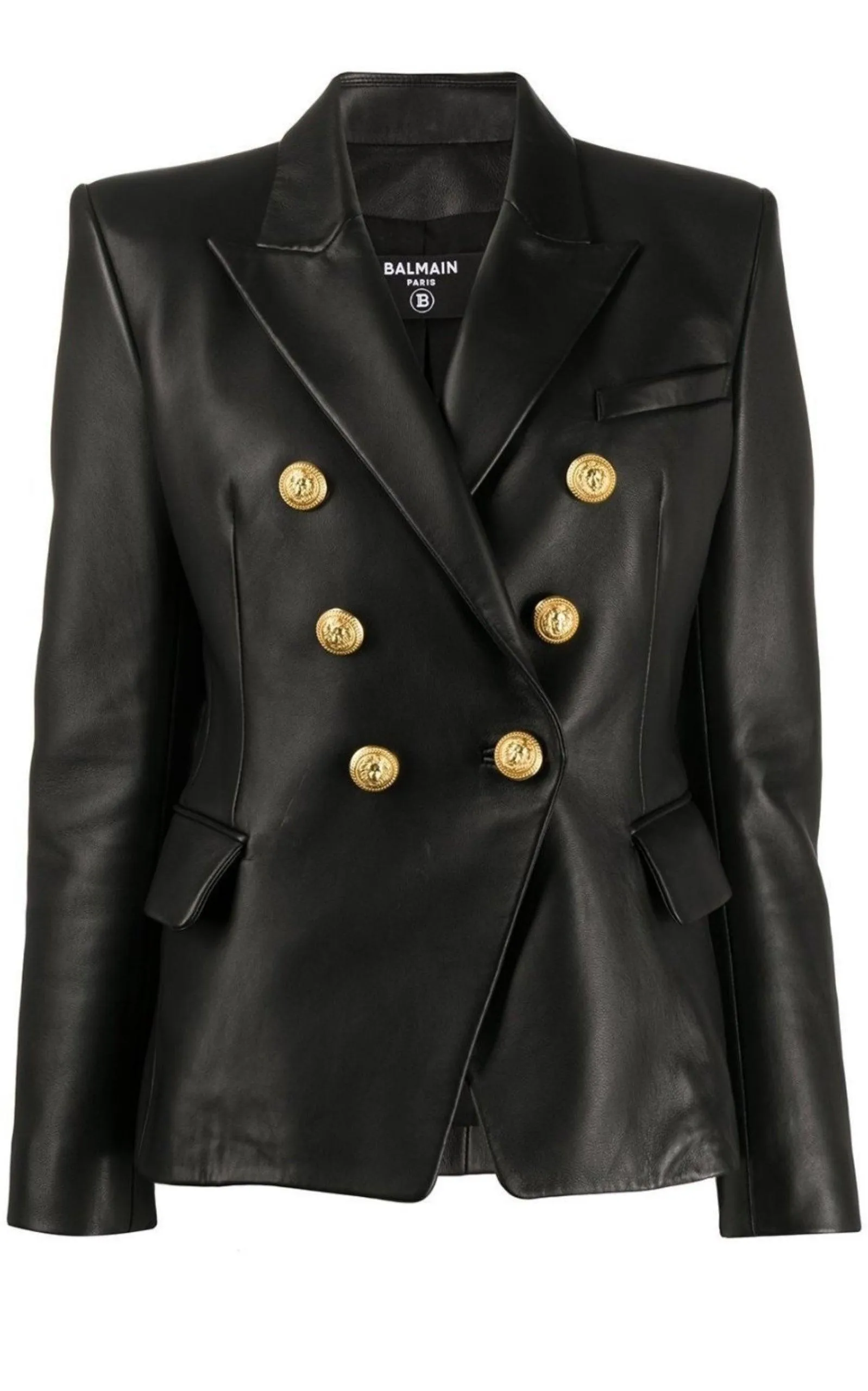 Black Leather Double-Breasted Blazer sold by Runaway Catalog