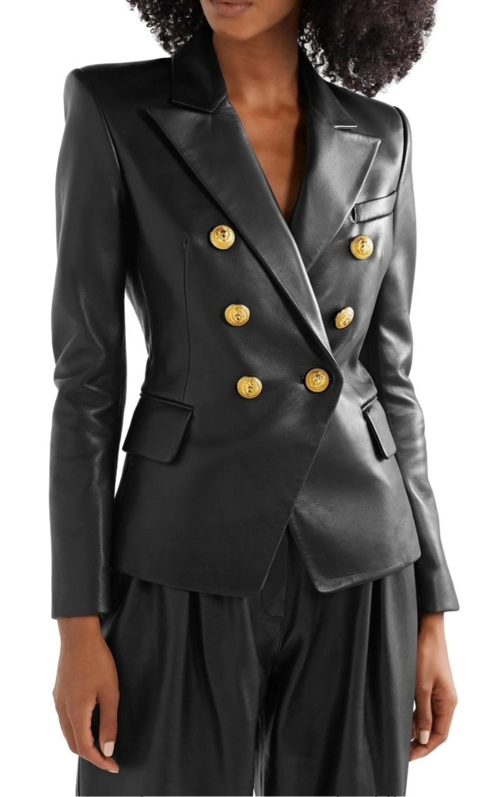 Black Leather Double-Breasted Blazer sold by Runaway Catalog product image thumbnail 3