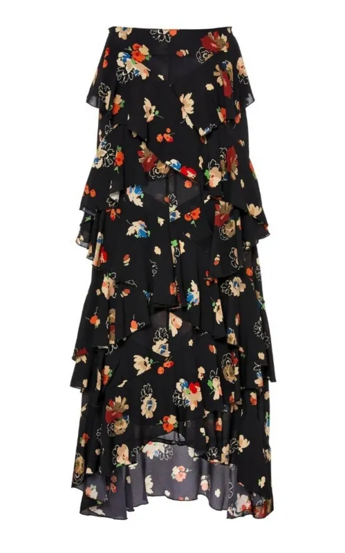 Nina Simone Floral Ruffle Silk Skirt made by Runaway Catalog