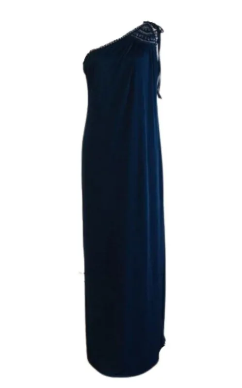 Navy One Shoulder Dress made by BCBGMaxAzria