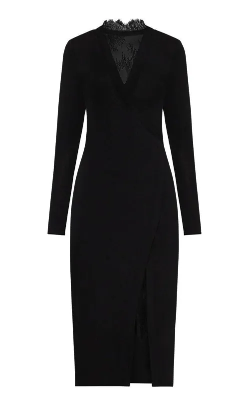 Black Lace-Trim Midi Dress sold by Runaway Catalog