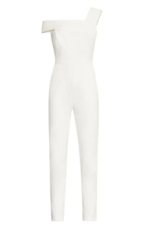 White Haida One-shoulder Jumpsuit sold by Runaway Catalog
