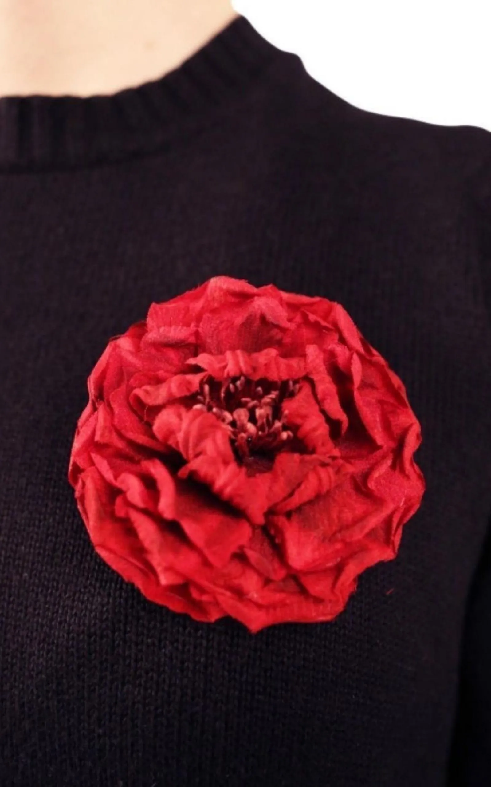 Red Silk Flower Brooch sold by Runaway Catalog product image thumbnail 4