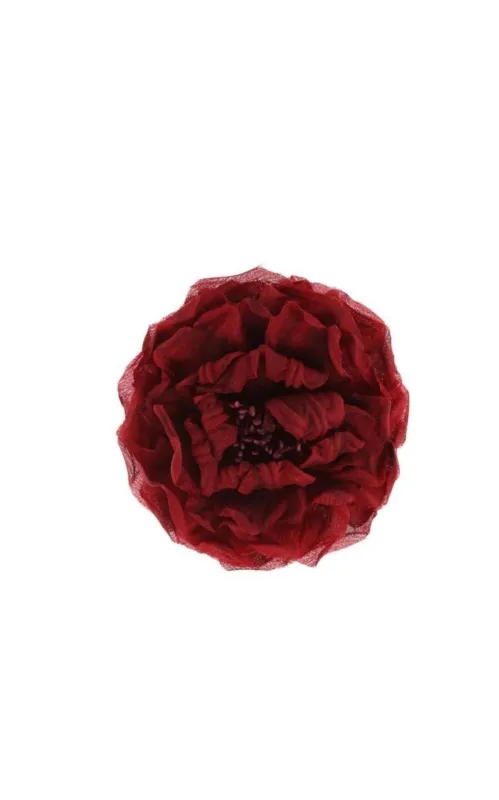 Red Silk Flower Brooch sold by Runaway Catalog