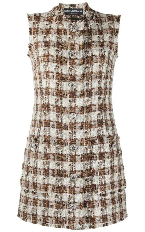 Embellished Checked Tweed Shift Dress sold by Runaway Catalog