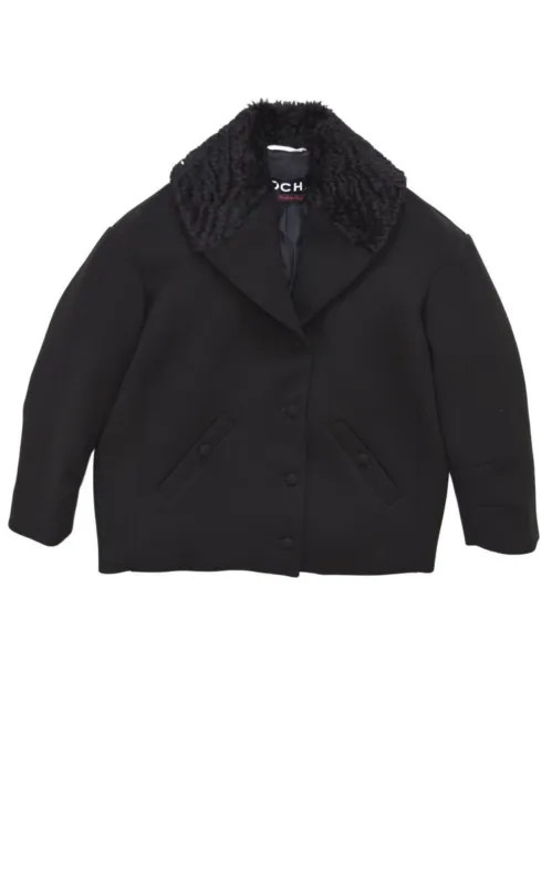 Black Fur Astrakan Collar Jacket made by Rochas