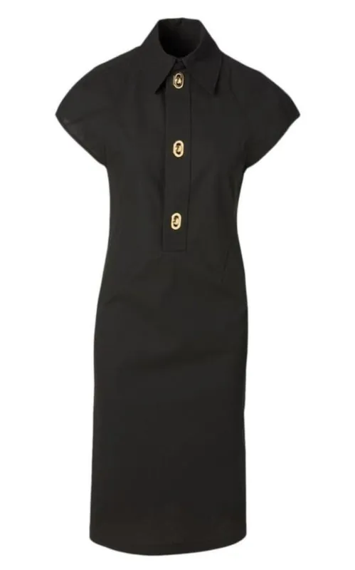 Button-detailed Cotton-blend Midi Shirt Dress sold by Runaway Catalog