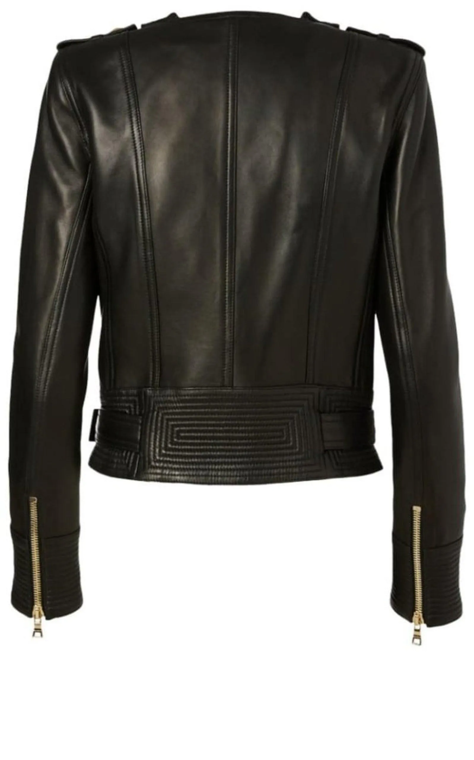 Lambskin Buckle-Belt Leather Jacket, Black sold by Runaway Catalog product image thumbnail 5