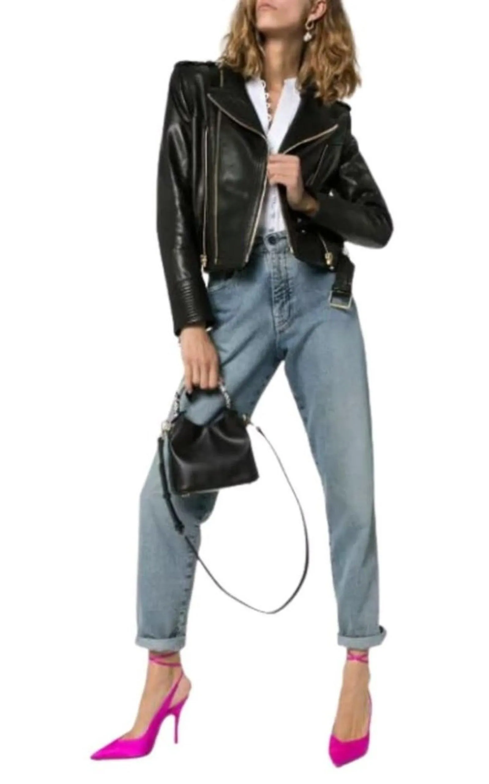 Lambskin Buckle-Belt Leather Jacket, Black sold by Runaway Catalog product image thumbnail 2
