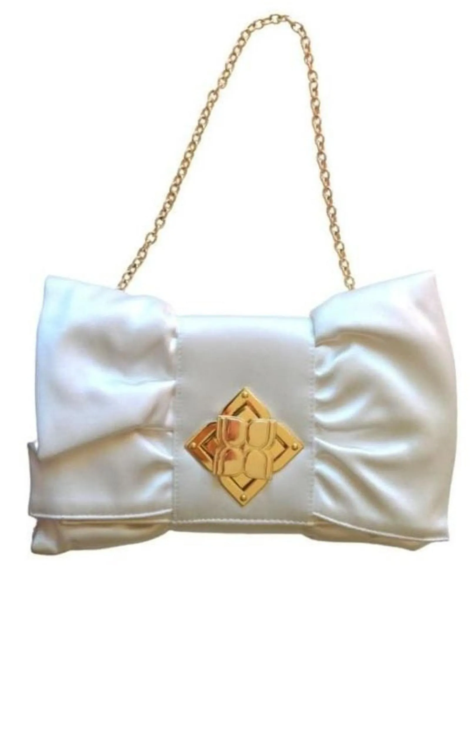 White Satin Signature Bow Ruffle Clutch sold by Runaway Catalog product image thumbnail 3