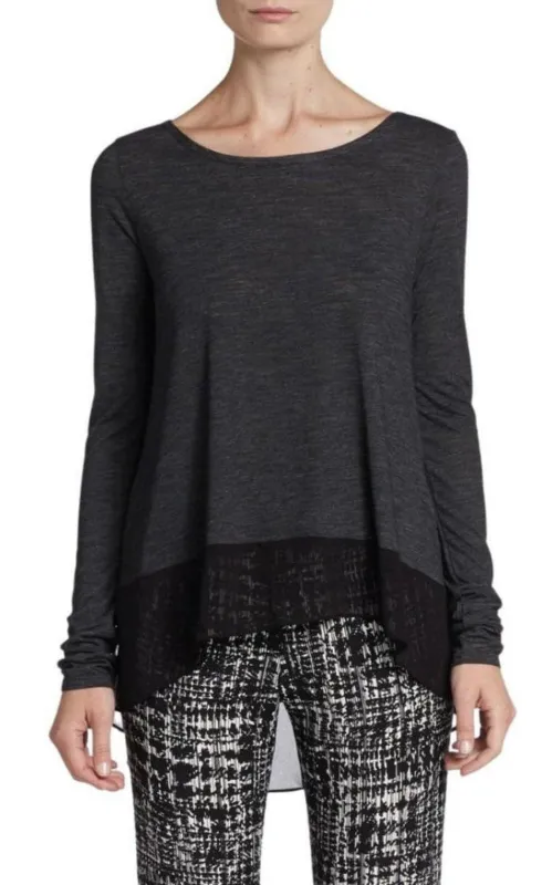 Black Lane Contrast Hem Top sold by Runaway Catalog
