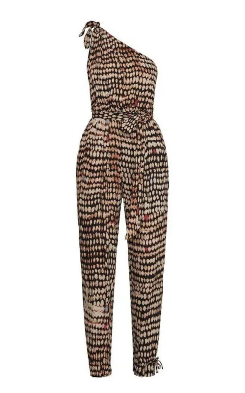 Sandy Dots One-Shoulder Jumpsuit made by BCBGMaxAzria