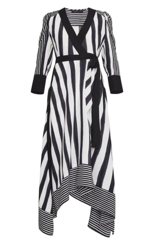 Costa Stripe Faux Wrap Dress sold by Runaway Catalog