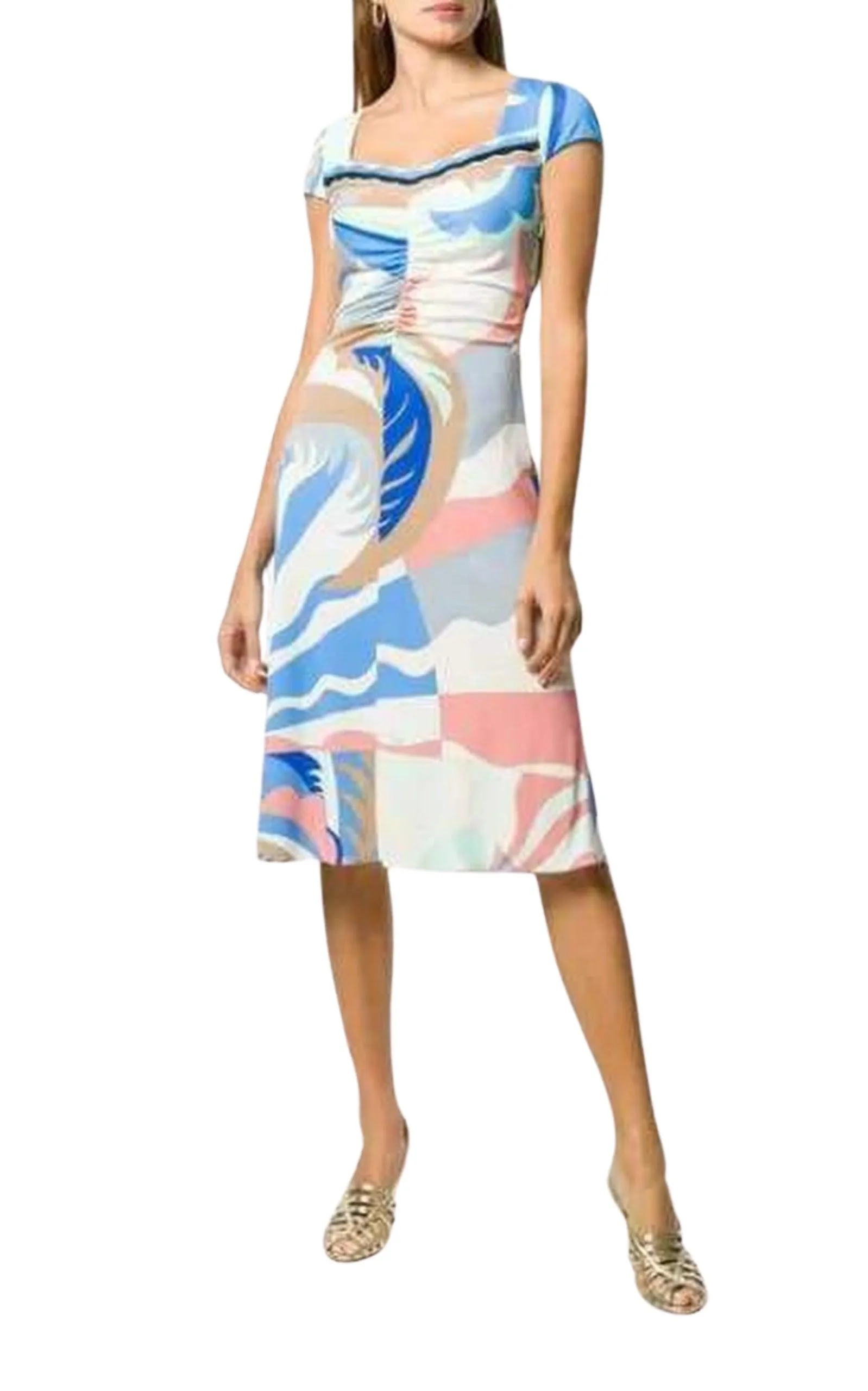 Blue Acapulco Print Gathered Silk Blend Dress sold by Runaway Catalog product image thumbnail 2