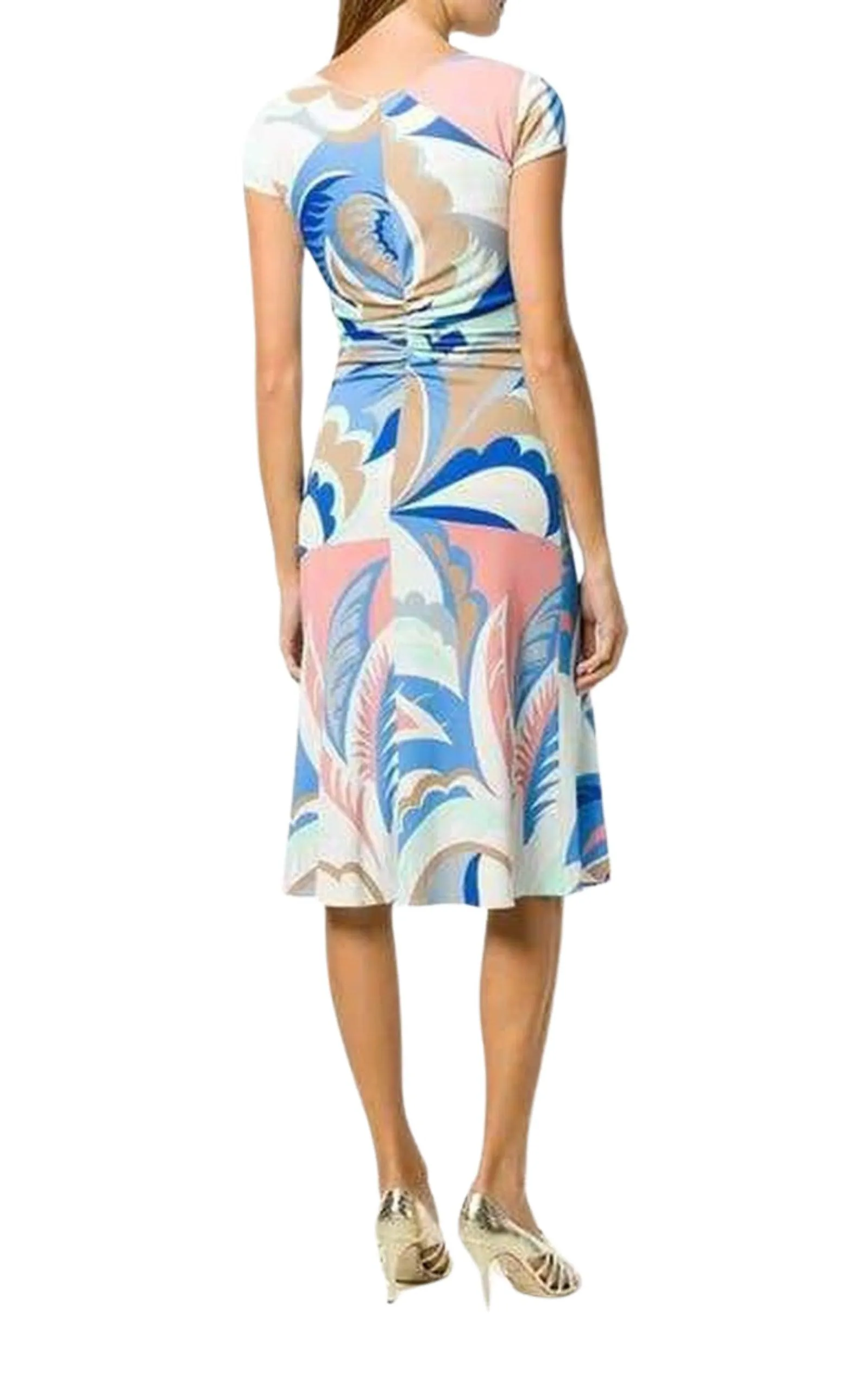 Blue Acapulco Print Gathered Silk Blend Dress sold by Runaway Catalog product image thumbnail 4