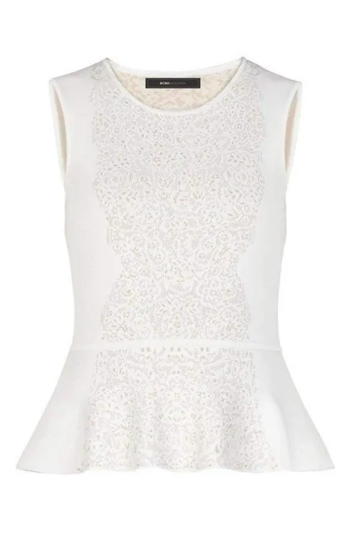 Alonya Pointelle Jacquard Peplum Pullover made by BCBGMaxAzria