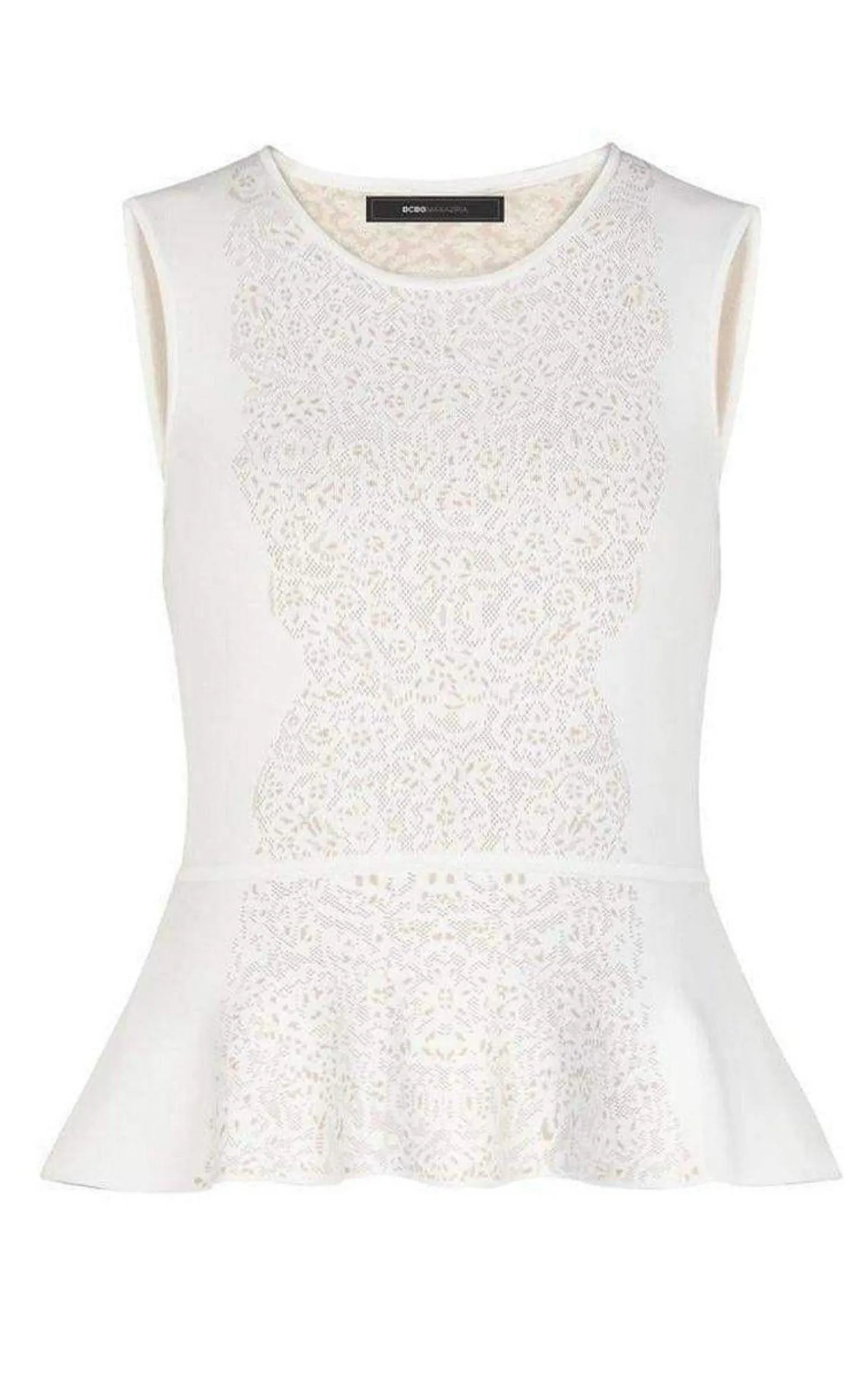 Alonya Pointelle Jacquard Peplum Pullover sold by Runaway Catalog