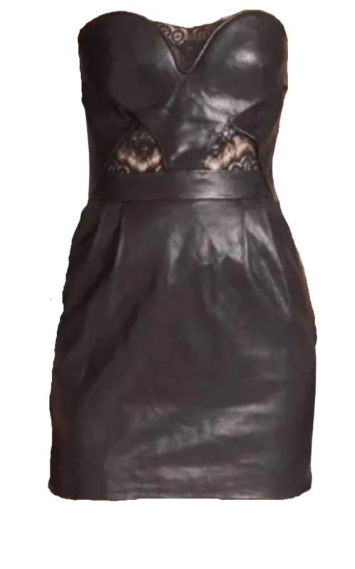 Black Leather Strapless Dress sold by Runaway Catalog