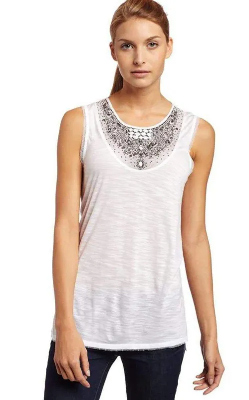 White Neck-embellished  Top sold by Runaway Catalog