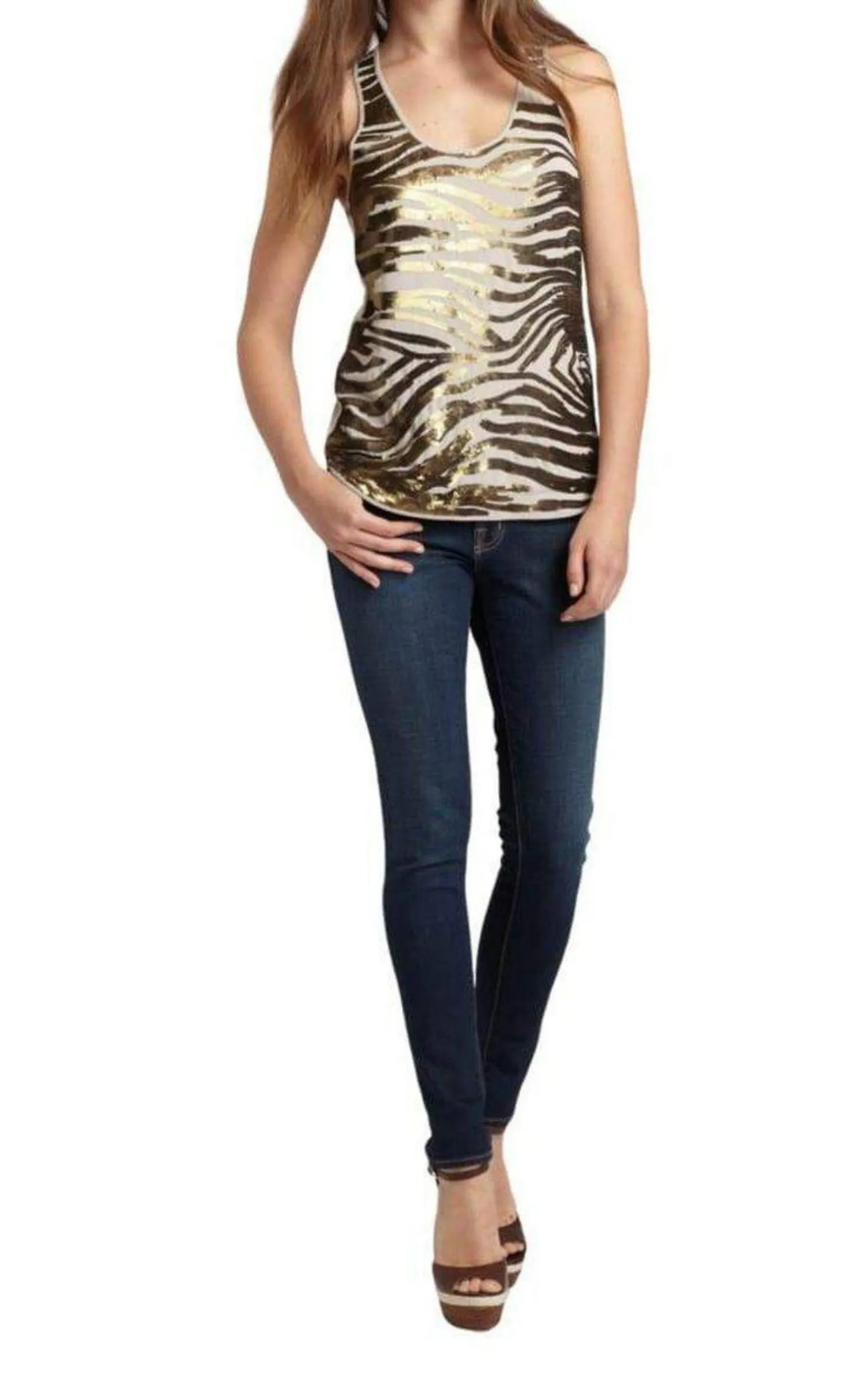 Zebra Sequined Tank Top sold by Runaway Catalog product image thumbnail 3