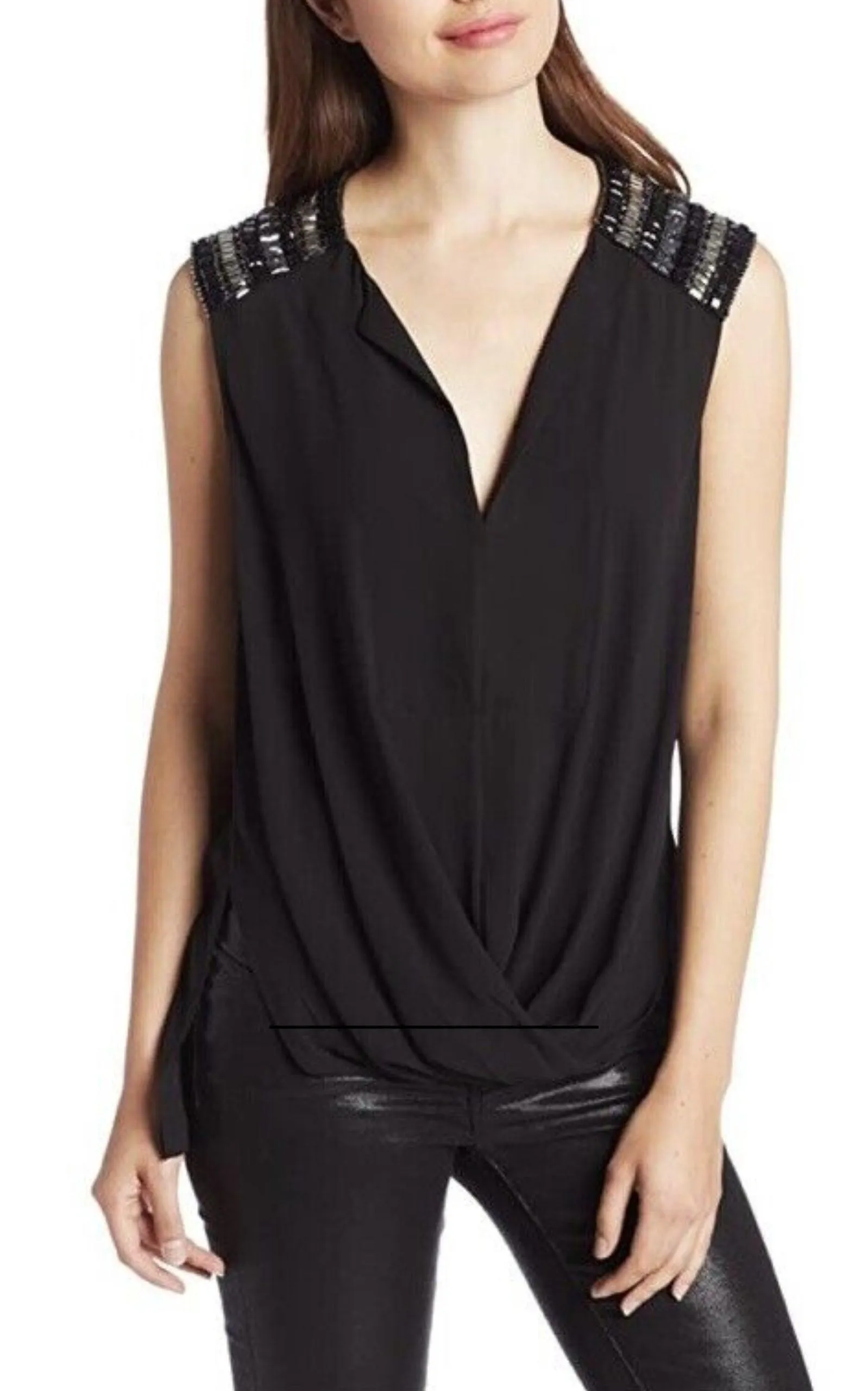 Gisele Front Draped Sleeveless Beaded Blouse sold by Runaway Catalog product image thumbnail 3