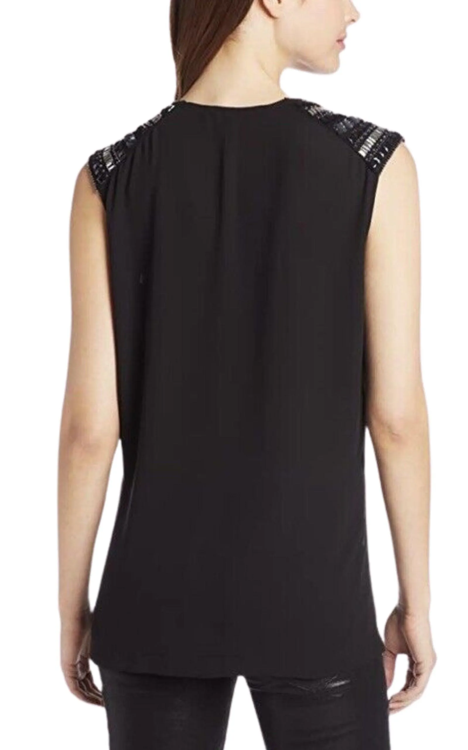 Gisele Front Draped Sleeveless Beaded Blouse sold by Runaway Catalog product image thumbnail 4